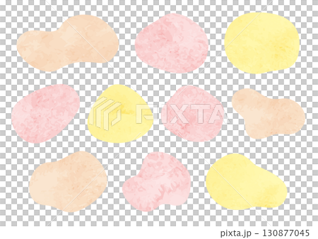 Watercolor soft shape frame illustration set (warm colors, red, orange, yellow) 130877045