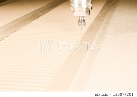 CNC milling machine. Machine tool in wood factory with drilling machines. CNC milling machine. Machine tool in wood factory with drilling machines. 130877201