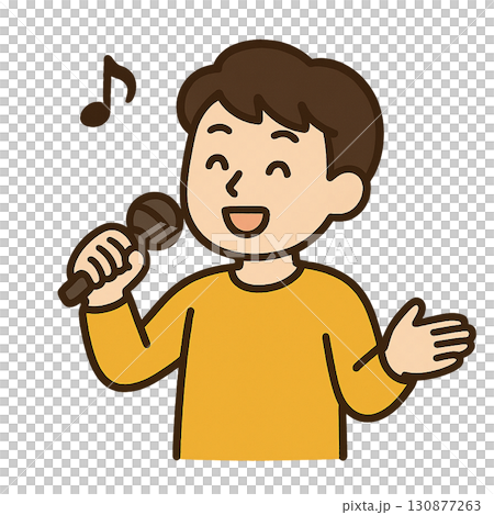 A relaxed illustration of a man singing 130877263