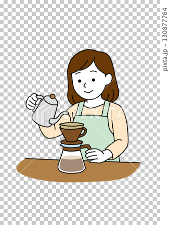 一位女士正在製作手沖咖啡 130877764