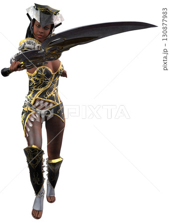 3D Fantasy Warrior Woman in Ornate Battle Armor 130877983
