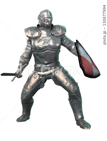 3D Medieval Knight with Shield and Sword 130877994