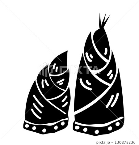 切り絵風の筍のベクターイラスト 130878236