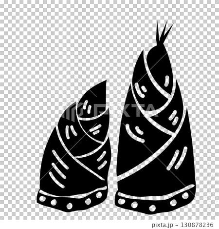 切り絵風の筍のベクターイラスト 130878236