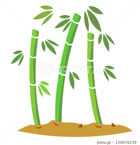 たけのこが土から少し顔を出している竹林のイラスト 130878239