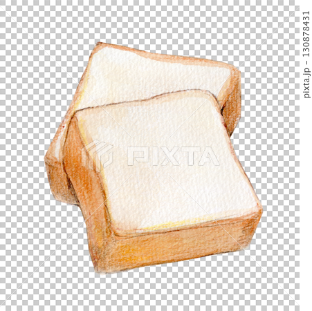 水彩イラスト　手描きイラスト　アナログイラスト　食パン 130878431