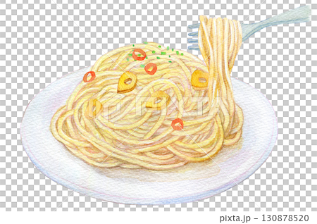 水彩イラスト　手描きイラスト　アナログイラスト　ペペロンチーノ 130878520