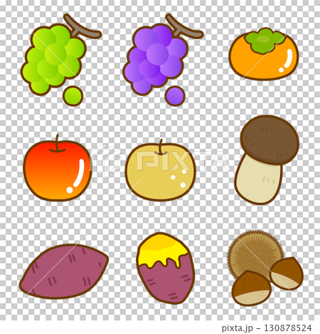 可愛的秋天氣息插圖集★輪廓版 可愛的秋天氣息插圖集★輪廓版 130878524