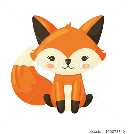 Cute Baby Fox Hand Drawn Doodle Illustration 130878740