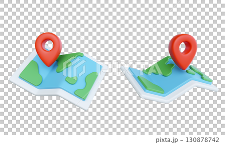 cartoon style map and GPS icon 3D graphic cartoon style map and GPS icon 3D graphic 130878742