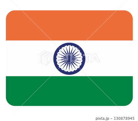 Flag of India. Symbol of country. Isolated flat vector illustration on background.  130878945