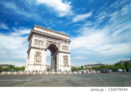 Famous Arc de Triomphe against nice blue sky Arc de Triomphe mon 130879044