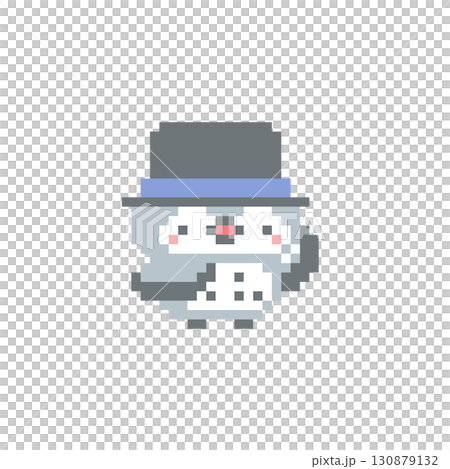 Pixel art of a gray owl with a top hat and a raised hand 130879132