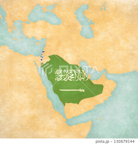Map of Middle East - Saudi Arabia and Israel 130879144