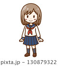 笑顔の女子学生イラスト（セーラー服） 130879322