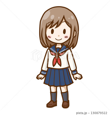 笑顔の女子学生イラスト（セーラー服） 130879322