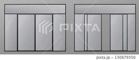 Glass entrance doors with black metal frames Glass entrance doors with black metal frames 130879350