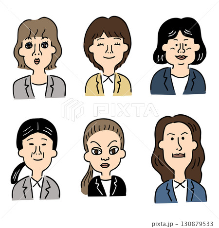 キャラクターイラスト6点セット会社員女性その4 130879533