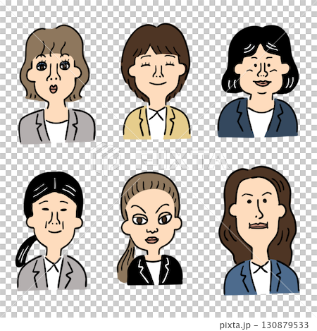 キャラクターイラスト6点セット会社員女性その4 130879533