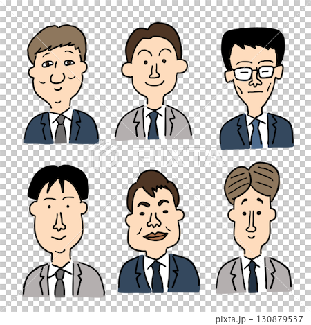 Character illustration set of 6: Male office worker, part 3 130879537