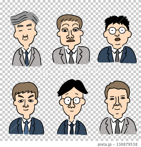 Character illustration set of 6: Male office worker, part 1 130879538