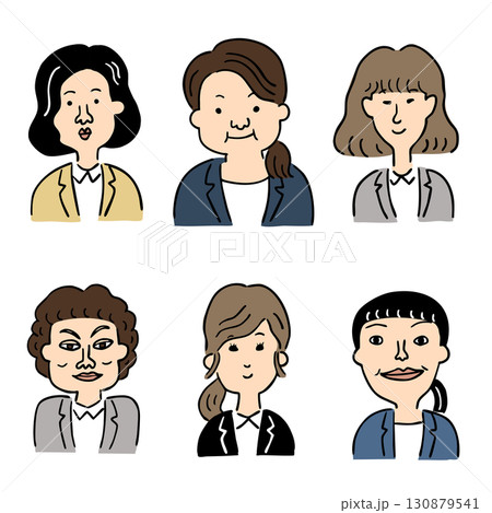 キャラクターイラスト6点セット会社員女性その3 130879541