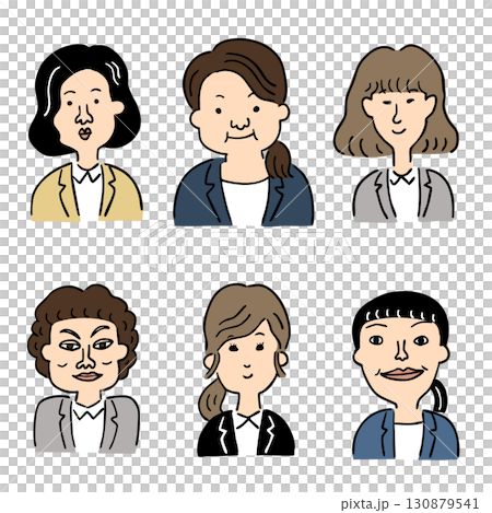 キャラクターイラスト6点セット会社員女性その3 130879541
