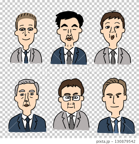 キャラクターイラスト6点セット会社員男性その1 130879542