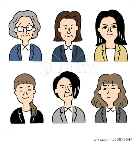 キャラクターイラスト6点セット会社員女性その2 130879544