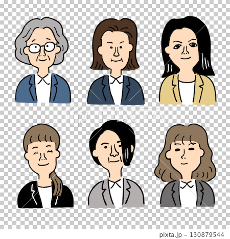 キャラクターイラスト6点セット会社員女性その2 130879544