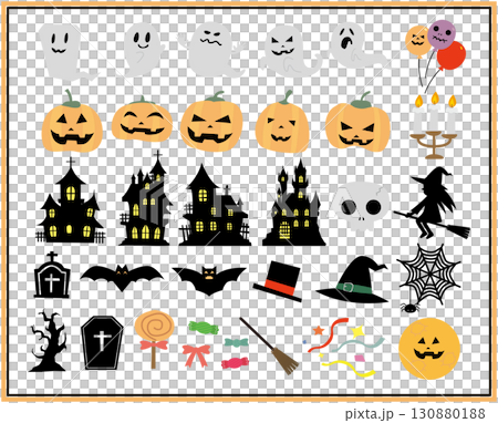 秋季可愛萬聖節插畫素材合集 秋季可愛萬聖節插畫素材合集 130880188