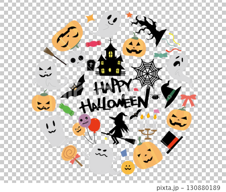 Autumn cute Halloween illustration material collection 130880189
