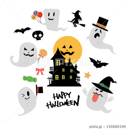 秋の可愛いハロウィンイラスト素材集 秋の可愛いハロウィンイラスト素材集 130880190