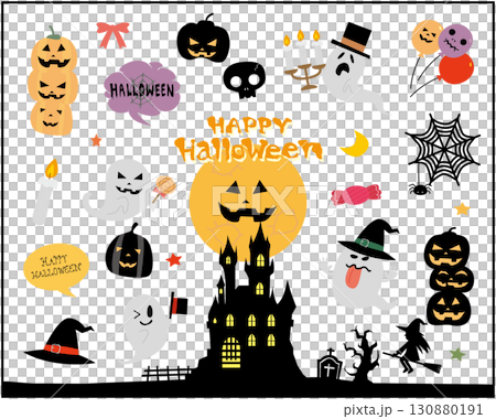 秋の可愛いハロウィンイラスト素材集 秋の可愛いハロウィンイラスト素材集 130880191