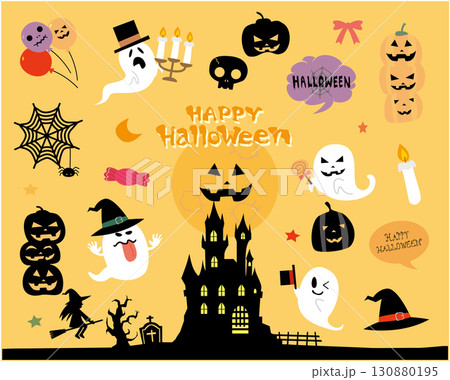秋の可愛いハロウィンイラスト素材集 130880195
