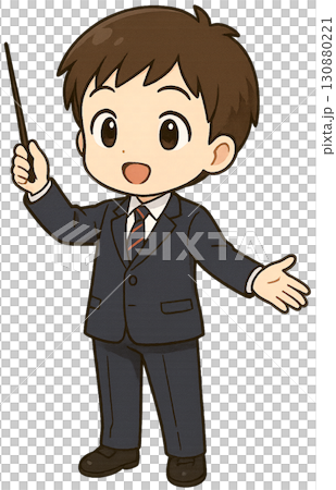 指揮を振る制服の男の子 130880221