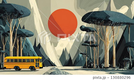 landscape background design of cave house 130880296
