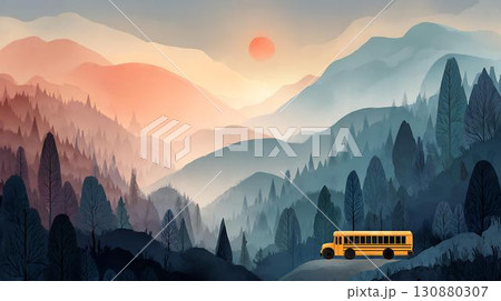 winter landscape with a mountain 130880307