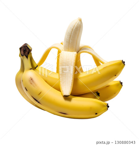 Ripe bunch of bananas on a white background. The image is suitable for the concepts of healthy eating, diets and tropical fruits. 130880343