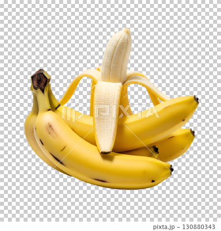 Ripe bunch of bananas on a white background. The image is suitable for the concepts of healthy eating, diets and tropical fruits. 130880343