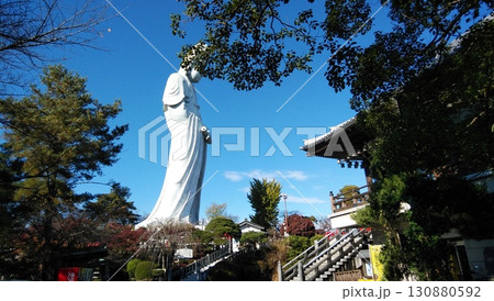 紅葉の高崎白衣大観音(群馬県高崎市) 紅葉の高崎白衣大観音(群馬県高崎市) 130880592