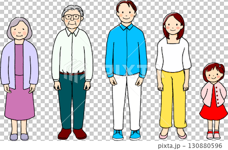 與祖父母和父母的三代家庭 130880596