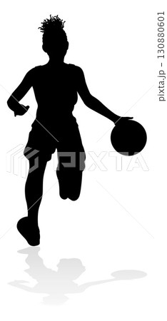 Silhouette Woman Female Sports Basketball Player Silhouette Woman Female Sports Basketball Player 130880601