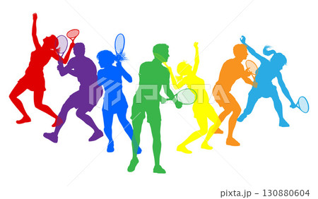 Silhouette Tennis Players Silhouettes Concept Silhouette Tennis Players Silhouettes Concept 130880604