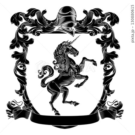Coat of Arms Crest Unicorn Heraldic Knight Shield Coat of Arms Crest Unicorn Heraldic Knight Shield 130880615