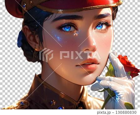 制服女性のビューティーイラスト・透過PNG素材 130880830