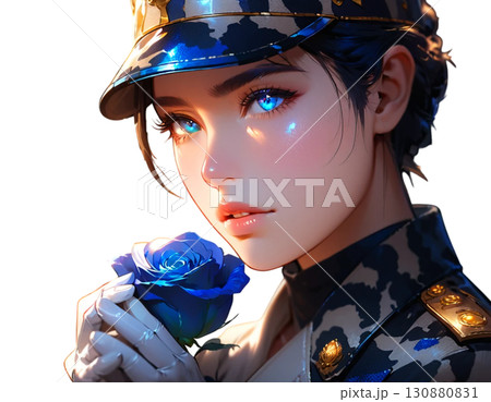 制服女性のビューティーイラスト・透過PNG素材 130880831