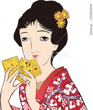 カードをもつ和服女性 その2 カードをもつ和服女性 その2 130881044