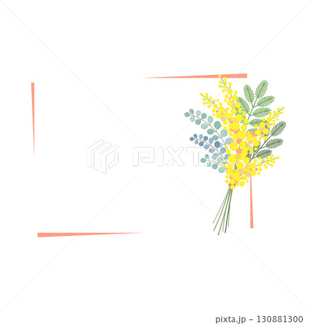 ミモザの花のベクター素材イラスト ミモザの花のベクター素材イラスト 130881300