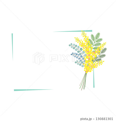 ミモザの花のベクター素材イラスト ミモザの花のベクター素材イラスト 130881301